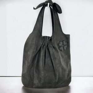 Marc Jacobs Vida Black Nubuck Leather 4 Leaf Clover Shoulder Purse